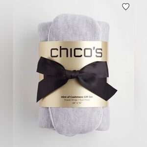 Chicos Travel Wrap Scarf and Eye Mask in Frosted Gray Heather